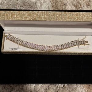 Elegant Gold and Silver Bracelet 18k plated , diamond accent